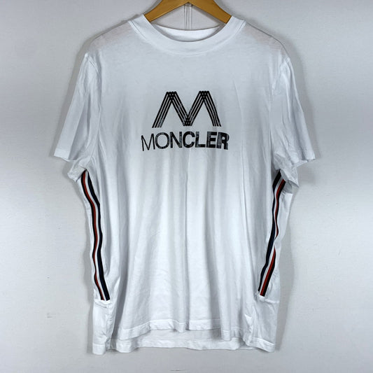 【中古品】【メンズ】 MONCLER モンクレール LOGO SS TSHIRT H10918C00038 829H8 ロゴ ショートスリーブ Tシャツ 半袖 トップス 141-260707-yo-05-tei サイズ：L カラー：ホワイト 万代Net店