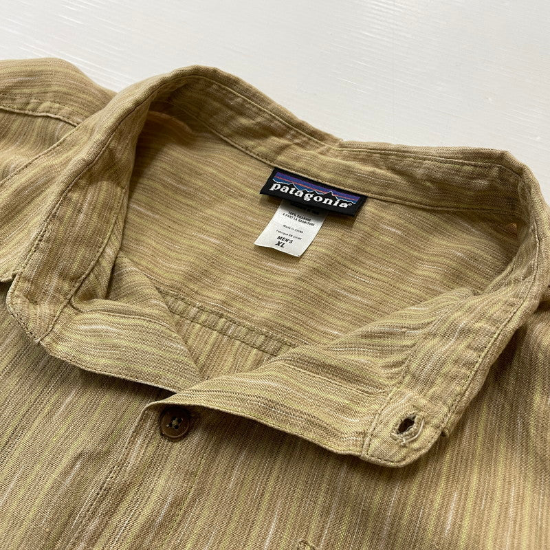 【中古品】【メンズ】 PATAGONIA パタゴニア LINEN SHIRT 53141S6 リネン シャツ 半袖 トップス 144-260708-sa-07-tei サイズ：XL カラー：ベージュ系 万代Net店