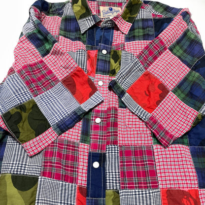 【中古品】【メンズ】 A BATHING APE ア ベイシング エイプ PATCHWORK SHIRT パッチワークシャツ 半袖 トップス 142-260707-sa-04-tei サイズ：M カラー：マルチ 万代Net店