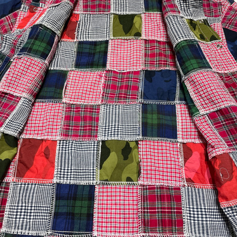 【中古品】【メンズ】 A BATHING APE ア ベイシング エイプ PATCHWORK SHIRT パッチワークシャツ 半袖 トップス 142-260707-sa-04-tei サイズ：M カラー：マルチ 万代Net店