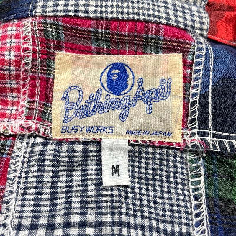 【中古品】【メンズ】 A BATHING APE ア ベイシング エイプ PATCHWORK SHIRT パッチワークシャツ 半袖 トップス 142-260707-sa-04-tei サイズ：M カラー：マルチ 万代Net店