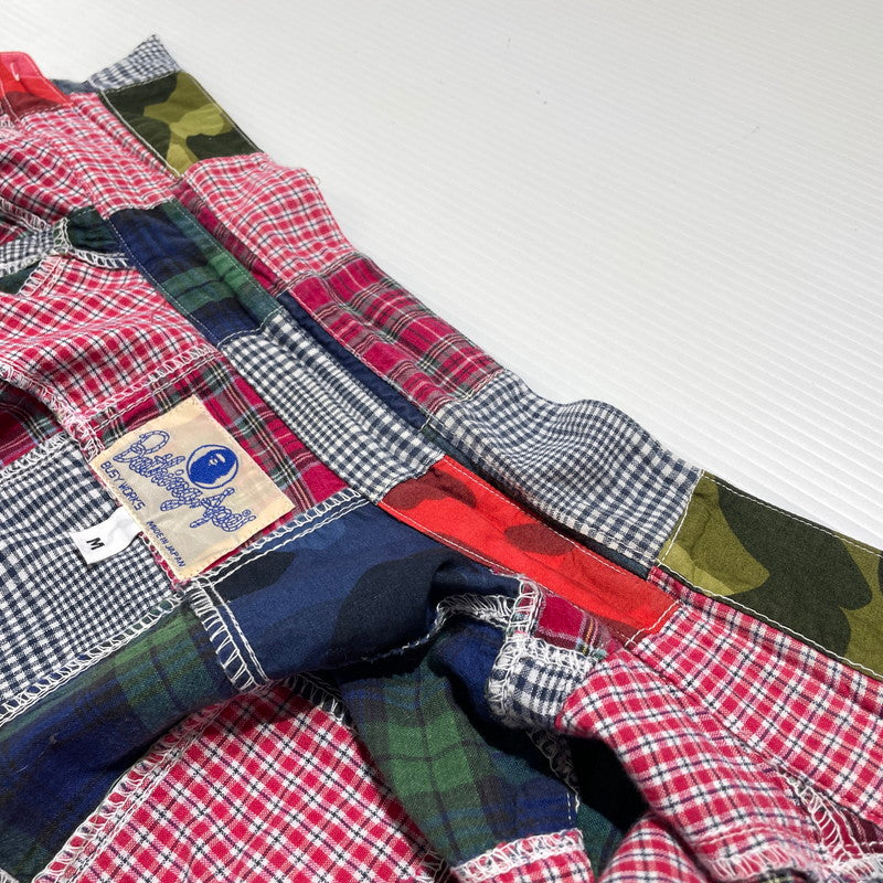 【中古品】【メンズ】 A BATHING APE ア ベイシング エイプ PATCHWORK SHIRT パッチワークシャツ 半袖 トップス 142-260707-sa-04-tei サイズ：M カラー：マルチ 万代Net店