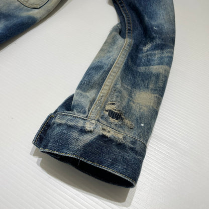 【中古品】【メンズ】 SEQUEL シークエル × FRAGMENT フラグメント 別注コラボ PAINT DENIM JACKET ペイント デニム ジャケット アウター 142-260707-sa-13-tei サイズ：S カラー：インディゴ 万代Net店