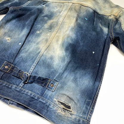 【中古品】【メンズ】 SEQUEL シークエル × FRAGMENT フラグメント 別注コラボ PAINT DENIM JACKET ペイント デニム ジャケット アウター 142-260707-sa-13-tei サイズ：S カラー：インディゴ 万代Net店