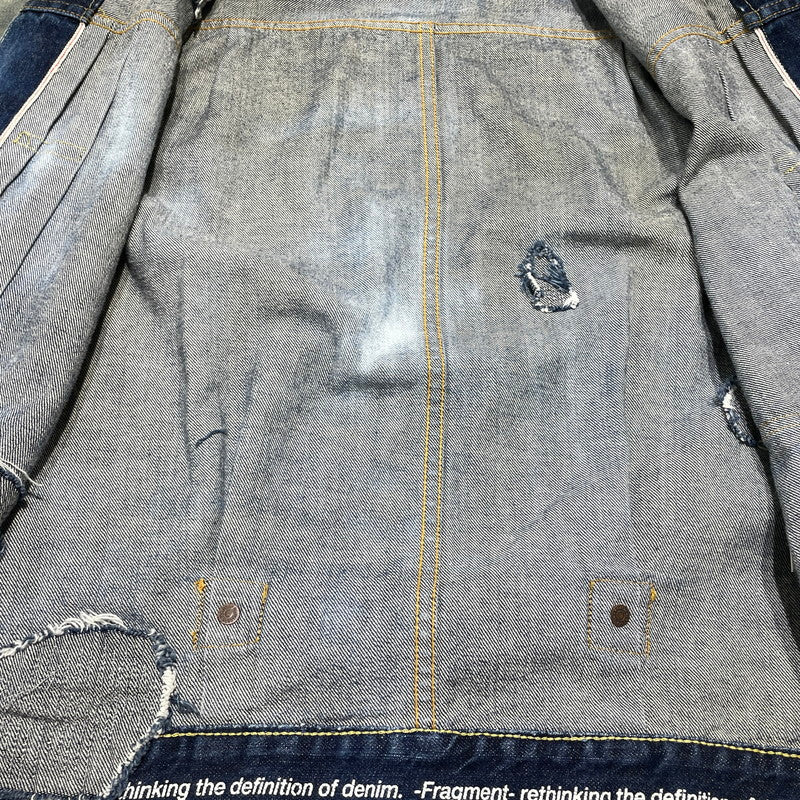 【中古品】【メンズ】 SEQUEL シークエル × FRAGMENT フラグメント 別注コラボ PAINT DENIM JACKET ペイント デニム ジャケット アウター 142-260707-sa-13-tei サイズ：S カラー：インディゴ 万代Net店