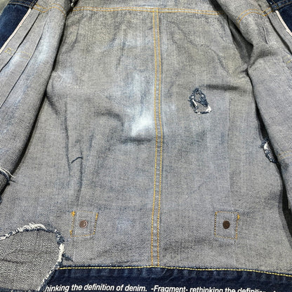 【中古品】【メンズ】 SEQUEL シークエル × FRAGMENT フラグメント 別注コラボ PAINT DENIM JACKET ペイント デニム ジャケット アウター 142-260707-sa-13-tei サイズ：S カラー：インディゴ 万代Net店