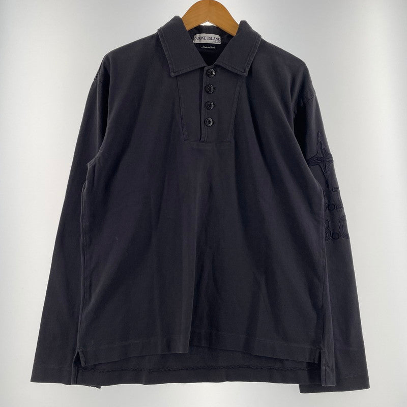 【中古品】【メンズ】 STONE ISLAND ストーン アイランド EMBROIDERED SLEEVE L/S POLOSHIRT 袖刺繍 長袖 ポロシャツ 141-260707-sa-05-tei サイズ：M カラー：グレー 万代Net店