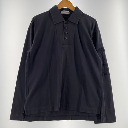 【中古品】【メンズ】 STONE ISLAND ストーン アイランド EMBROIDERED SLEEVE L/S POLOSHIRT 袖刺繍 長袖 ポロシャツ 141-260707-sa-05-tei サイズ：M カラー：グレー 万代Net店