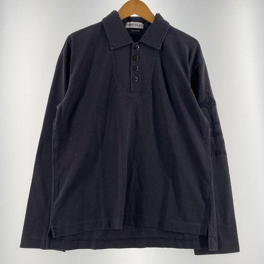 【中古品】【メンズ】 STONE ISLAND ストーン アイランド EMBROIDERED SLEEVE L/S POLOSHIRT 袖刺繍 長袖 ポロシャツ 141-260707-sa-05-tei サイズ：M カラー：グレー 万代Net店