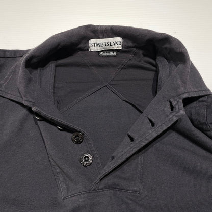 【中古品】【メンズ】 STONE ISLAND ストーン アイランド EMBROIDERED SLEEVE L/S POLOSHIRT 袖刺繍 長袖 ポロシャツ 141-260707-sa-05-tei サイズ：M カラー：グレー 万代Net店