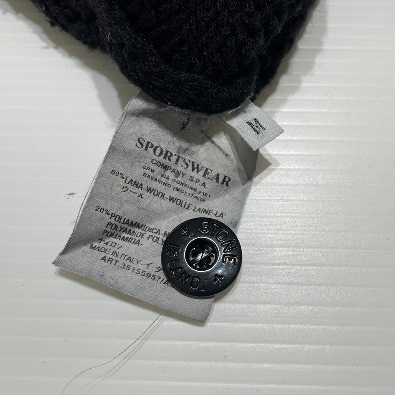 【中古品】【メンズ】 STONE ISLAND ストーン アイランド SLEEVE LOGO L/S KNIT POLOSHIRT 袖ロゴ 長袖 ニット ポロシャツ 長袖 トップス 141-260707-sa-07-tei サイズ：M カラー：ブラック 万代Net店