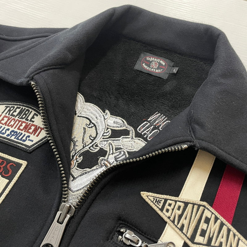 【中古品】【メンズ】 THE BRAVEMAN ザ ブレイブマン × BETTYBOOP ベティ ブープ 別注コラボ BRUSHED BACK 裏ボア アウター 145-260708-sa-09-tei サイズ：L カラー：ブラック 万代Net店