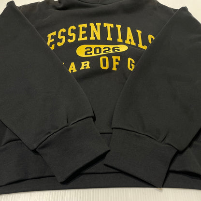 【中古品】【メンズ】 ESSENTIALS エッセンシャルズ COLLEGE LOGO HOODIE "2026" カレッジ ロゴ フーディー 2026年 トップス プルーオーバー パーカー 142-260708-sa-16-tei サイズ：M カラー：ブラック 万代Net店