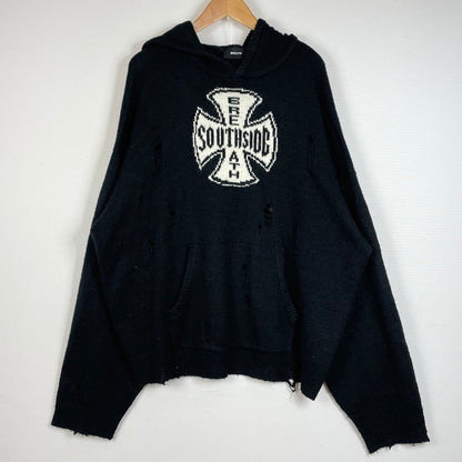 【中古品】【メンズ】 BREATH ブレス SOUTHSIDE CROSS DAMAGE MOHAIR HOODIE BR25AW-N3010 サウスサイド クロス ダメージ モヘア フーディー トップス プルーオーバー パーカー 140-260708-sa-03-tei サイズ：2XL カラー：ブラック 万代Net店