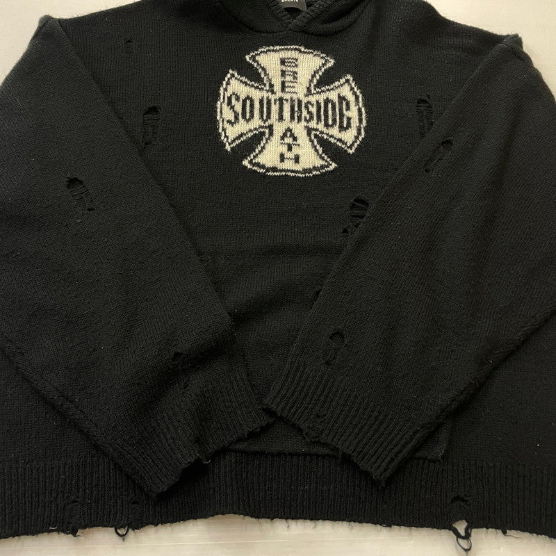 【中古品】【メンズ】 BREATH ブレス SOUTHSIDE CROSS DAMAGE MOHAIR HOODIE BR25AW-N3010 サウスサイド クロス ダメージ モヘア フーディー トップス プルーオーバー パーカー 140-260708-sa-03-tei サイズ：2XL カラー：ブラック 万代Net店