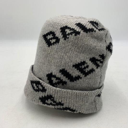【中古品】【メンズ】 BALENCIAGA バレンシアガ ALLOVER LOGO BEANIE 555277T 1471 オールラヴァー ロゴ ビーニー 帽子 ニットキャップ 185-260709-ko-17-tei カラー：グレー 万代Net店