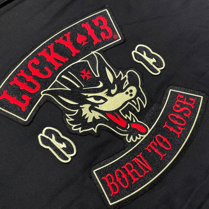 【中古品】【メンズ】 LUCKY 13 ラッキーサーティーン BORN TO LOSE LINED ENBROIDERED JACKET ボーン トゥ ルーズ ラインド エンブロイダード ジャケット アウター 145-260710-sa-08-tei サイズ：M カラー：ブラック 万代Net店