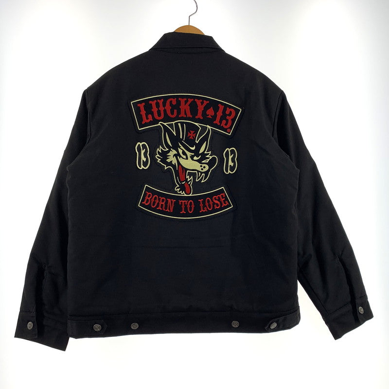 【中古品】【メンズ】 LUCKY 13 ラッキーサーティーン BORN TO LOSE LINED ENBROIDERED JACKET ボーン トゥ ルーズ ラインド エンブロイダード ジャケット アウター 145-260710-sa-08-tei サイズ：M カラー：ブラック 万代Net店