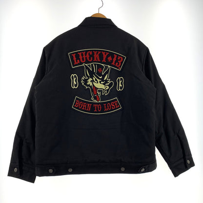 【中古品】【メンズ】 LUCKY 13 ラッキーサーティーン BORN TO LOSE LINED ENBROIDERED JACKET ボーン トゥ ルーズ ラインド エンブロイダード ジャケット アウター 145-260710-sa-08-tei サイズ：M カラー：ブラック 万代Net店