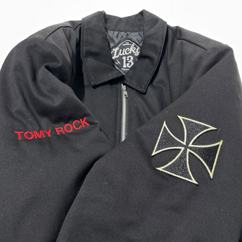 【中古品】【メンズ】 LUCKY 13 ラッキーサーティーン BORN TO LOSE LINED ENBROIDERED JACKET ボーン トゥ ルーズ ラインド エンブロイダード ジャケット アウター 145-260710-sa-08-tei サイズ：M カラー：ブラック 万代Net店