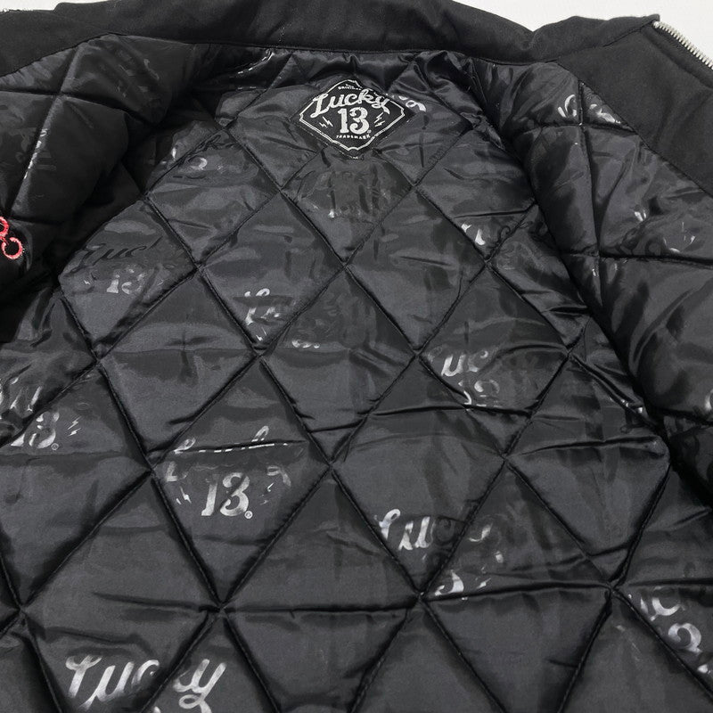 【中古品】【メンズ】 LUCKY 13 ラッキーサーティーン BORN TO LOSE LINED ENBROIDERED JACKET ボーン トゥ ルーズ ラインド エンブロイダード ジャケット アウター 145-260710-sa-08-tei サイズ：M カラー：ブラック 万代Net店