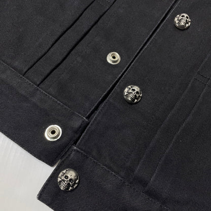 【中古品】【メンズ】 CREAM SODA クリーム ソーダ SCULLBUTTONBLACK DENIM JACKET スカルボタンブラック デニム ジャケット アウター 145-260710-sa-09-tei サイズ：L カラー：ブラック 万代Net店