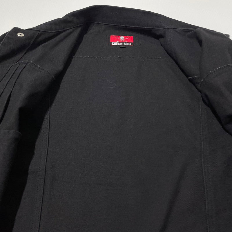 【中古品】【メンズ】 CREAM SODA クリーム ソーダ SCULLBUTTONBLACK DENIM JACKET スカルボタンブラック デニム ジャケット アウター 145-260710-sa-09-tei サイズ：L カラー：ブラック 万代Net店