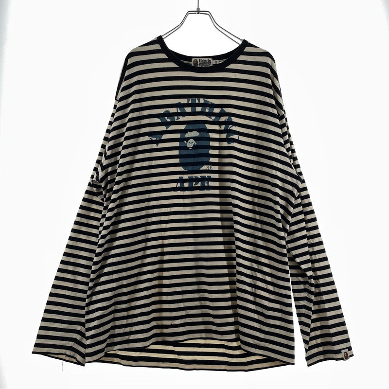 【中古品】【メンズ】 A BATHING APE ア ベイジング エイプ CREWNECK L/S TEE クルーネック ロングスリーブ Tシャツ 長袖 トップス 142-260710-sa-10-tei サイズ：2XL カラー：ボーダー 万代Net店