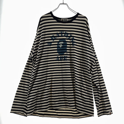 【中古品】【メンズ】 A BATHING APE ア ベイジング エイプ CREWNECK L/S TEE クルーネック ロングスリーブ Tシャツ 長袖 トップス 142-260710-sa-10-tei サイズ：2XL カラー：ボーダー 万代Net店
