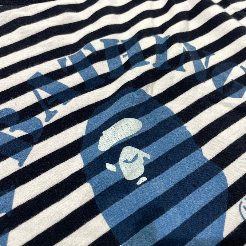 【中古品】【メンズ】 A BATHING APE ア ベイジング エイプ CREWNECK L/S TEE クルーネック ロングスリーブ Tシャツ 長袖 トップス 142-260710-sa-10-tei サイズ：2XL カラー：ボーダー 万代Net店