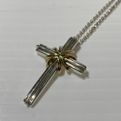 【中古品】【メンズ/レディース】 Tiffany & Co. ティファニーアンドコー K18 SV925 コンビ シグネチャー クロス ペンダント ネックレス チェーン 182-260710-ko-08-tei カラー：シルバー/ゴールド 万代Net店