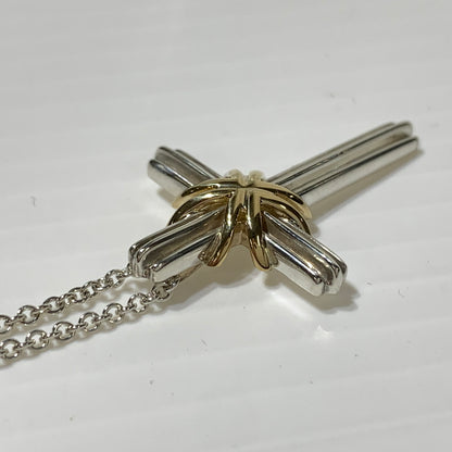 【中古品】【メンズ/レディース】 Tiffany & Co. ティファニーアンドコー K18 SV925 コンビ シグネチャー クロス ペンダント ネックレス チェーン 182-260710-ko-08-tei カラー：シルバー/ゴールド 万代Net店