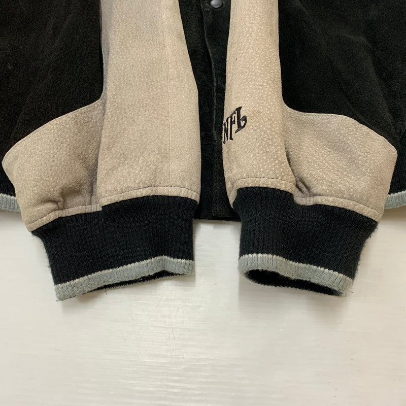 【現状渡し品】【メンズ】 NFL エヌエフエル RAIDERS SUEDE LEATHER STADIUM JACKET ライダース スウェードレザー スタジャン アウター 145-260710-sa-16-tei サイズ：XXL カラー：ブラック 万代Net店