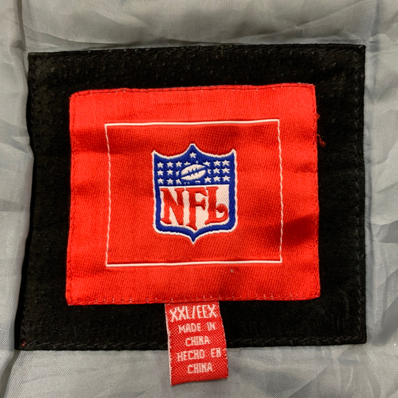 【現状渡し品】【メンズ】 NFL エヌエフエル RAIDERS SUEDE LEATHER STADIUM JACKET ライダース スウェードレザー スタジャン アウター 145-260710-sa-16-tei サイズ：XXL カラー：ブラック 万代Net店