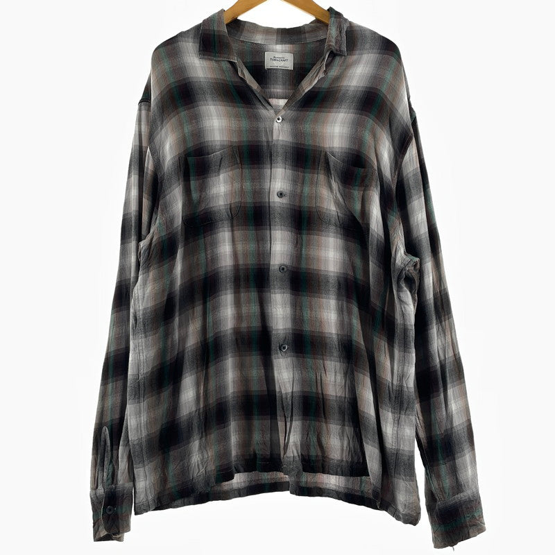 【現状渡し品】【メンズ】 PENNY'S TOWNCRAFT ペニーズ タウンクラフト 60’s RAYON CHECK SHIRT 60年代 レーヨン チェック シャツ 長袖 トップス 復刻 145-260807-sa-16-tei サイズ：L カラー：グレー 万代Net店