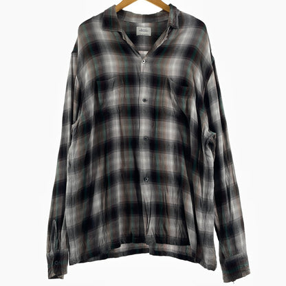 【現状渡し品】【メンズ】 PENNY'S TOWNCRAFT ペニーズ タウンクラフト 60’s RAYON CHECK SHIRT 60年代 レーヨン チェック シャツ 長袖 トップス 復刻 145-260807-sa-16-tei サイズ：L カラー：グレー 万代Net店
