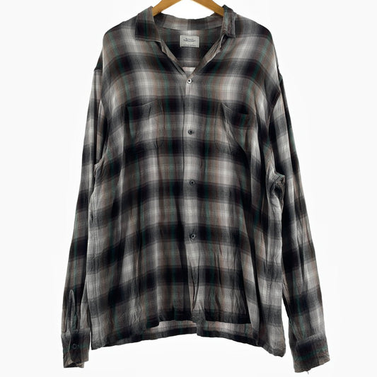 【現状渡し品】【メンズ】 PENNY'S TOWNCRAFT ペニーズ タウンクラフト 60’s RAYON CHECK SHIRT 60年代 レーヨン チェック シャツ 長袖 トップス 復刻 145-260807-sa-16-tei サイズ：L カラー：グレー 万代Net店