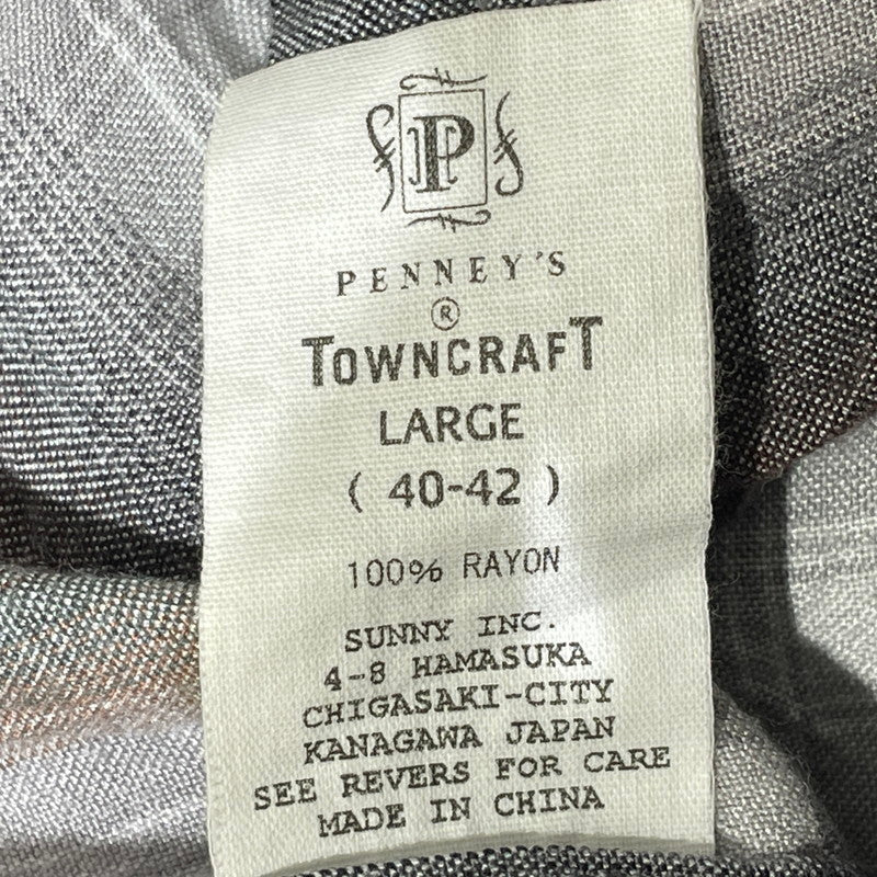 【現状渡し品】【メンズ】 PENNY'S TOWNCRAFT ペニーズ タウンクラフト 60’s RAYON CHECK SHIRT 60年代 レーヨン チェック シャツ 長袖 トップス 復刻 145-260807-sa-16-tei サイズ：L カラー：グレー 万代Net店
