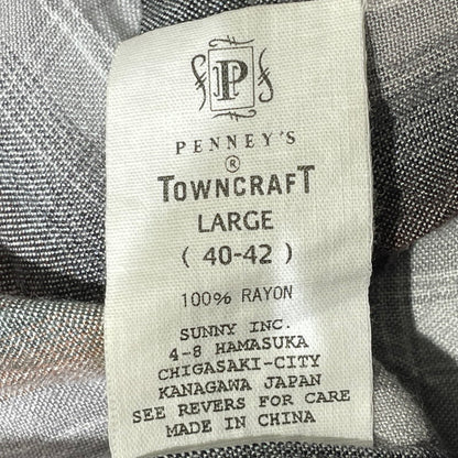 【現状渡し品】【メンズ】 PENNY'S TOWNCRAFT ペニーズ タウンクラフト 60’s RAYON CHECK SHIRT 60年代 レーヨン チェック シャツ 長袖 トップス 復刻 145-260807-sa-16-tei サイズ：L カラー：グレー 万代Net店