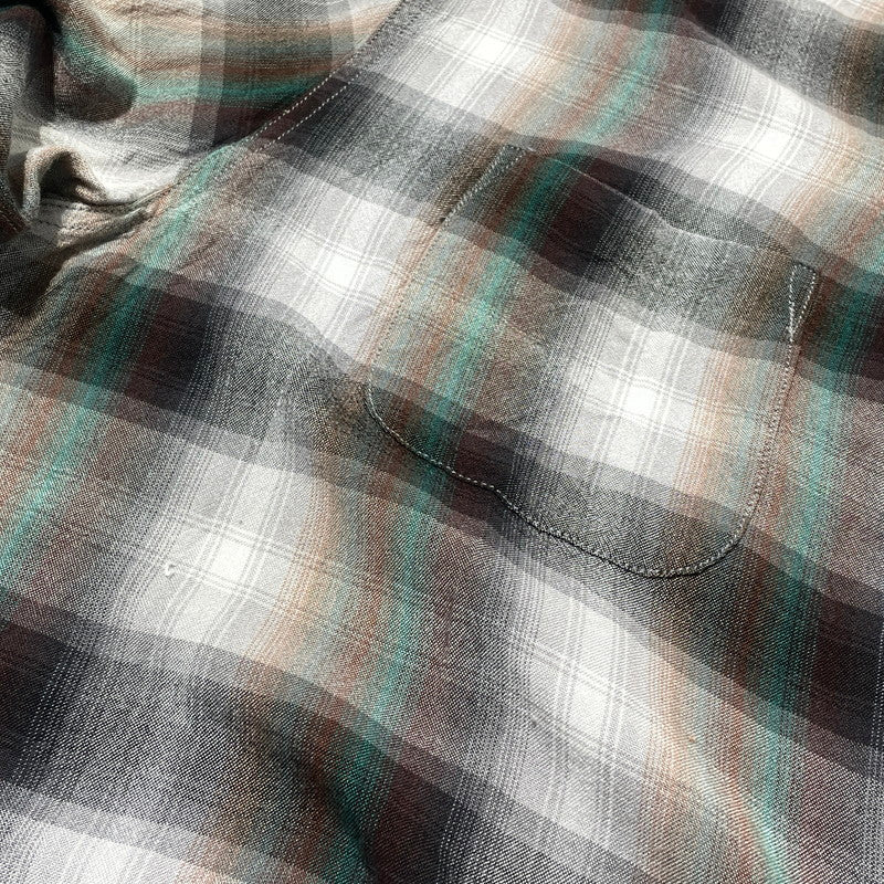 【現状渡し品】【メンズ】 PENNY'S TOWNCRAFT ペニーズ タウンクラフト 60’s RAYON CHECK SHIRT 60年代 レーヨン チェック シャツ 長袖 トップス 復刻 145-260807-sa-16-tei サイズ：L カラー：グレー 万代Net店