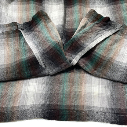 【現状渡し品】【メンズ】 PENNY'S TOWNCRAFT ペニーズ タウンクラフト 60’s RAYON CHECK SHIRT 60年代 レーヨン チェック シャツ 長袖 トップス 復刻 145-260807-sa-16-tei サイズ：L カラー：グレー 万代Net店