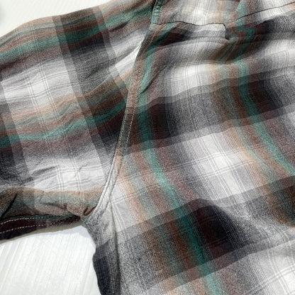 【現状渡し品】【メンズ】 PENNY'S TOWNCRAFT ペニーズ タウンクラフト 60’s RAYON CHECK SHIRT 60年代 レーヨン チェック シャツ 長袖 トップス 復刻 145-260807-sa-16-tei サイズ：L カラー：グレー 万代Net店