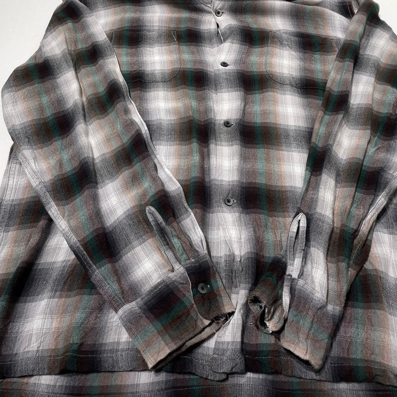 【現状渡し品】【メンズ】 PENNY'S TOWNCRAFT ペニーズ タウンクラフト 60’s RAYON CHECK SHIRT 60年代 レーヨン チェック シャツ 長袖 トップス 復刻 145-260807-sa-16-tei サイズ：L カラー：グレー 万代Net店