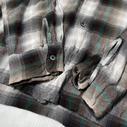 【現状渡し品】【メンズ】 PENNY'S TOWNCRAFT ペニーズ タウンクラフト 60’s RAYON CHECK SHIRT 60年代 レーヨン チェック シャツ 長袖 トップス 復刻 145-260807-sa-16-tei サイズ：L カラー：グレー 万代Net店