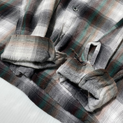 【現状渡し品】【メンズ】 PENNY'S TOWNCRAFT ペニーズ タウンクラフト 60’s RAYON CHECK SHIRT 60年代 レーヨン チェック シャツ 長袖 トップス 復刻 145-260807-sa-16-tei サイズ：L カラー：グレー 万代Net店