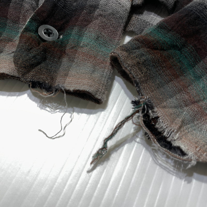 【現状渡し品】【メンズ】 PENNY'S TOWNCRAFT ペニーズ タウンクラフト 60’s RAYON CHECK SHIRT 60年代 レーヨン チェック シャツ 長袖 トップス 復刻 145-260807-sa-16-tei サイズ：L カラー：グレー 万代Net店