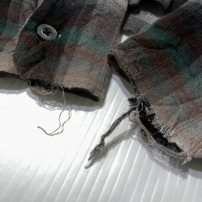 【現状渡し品】【メンズ】 PENNY'S TOWNCRAFT ペニーズ タウンクラフト 60’s RAYON CHECK SHIRT 60年代 レーヨン チェック シャツ 長袖 トップス 復刻 145-260807-sa-16-tei サイズ：L カラー：グレー 万代Net店