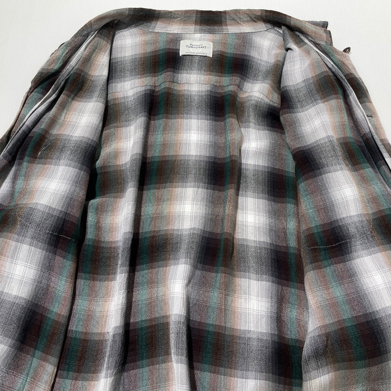 【現状渡し品】【メンズ】 PENNY'S TOWNCRAFT ペニーズ タウンクラフト 60’s RAYON CHECK SHIRT 60年代 レーヨン チェック シャツ 長袖 トップス 復刻 145-260807-sa-16-tei サイズ：L カラー：グレー 万代Net店
