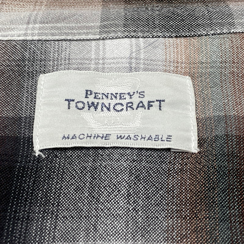 【現状渡し品】【メンズ】 PENNY'S TOWNCRAFT ペニーズ タウンクラフト 60’s RAYON CHECK SHIRT 60年代 レーヨン チェック シャツ 長袖 トップス 復刻 145-260807-sa-16-tei サイズ：L カラー：グレー 万代Net店