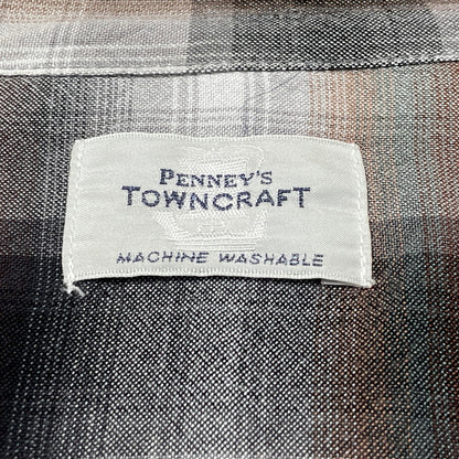 【現状渡し品】【メンズ】 PENNY'S TOWNCRAFT ペニーズ タウンクラフト 60’s RAYON CHECK SHIRT 60年代 レーヨン チェック シャツ 長袖 トップス 復刻 145-260807-sa-16-tei サイズ：L カラー：グレー 万代Net店